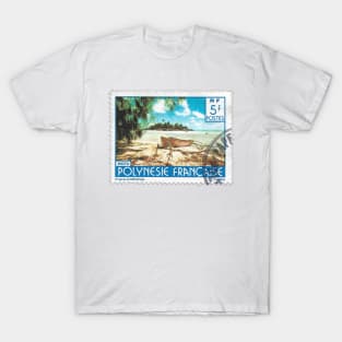 Beach in French Polynesia Stamp 5F 1980 T-Shirt